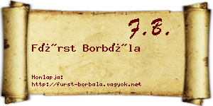 Fürst Borbála névjegykártya